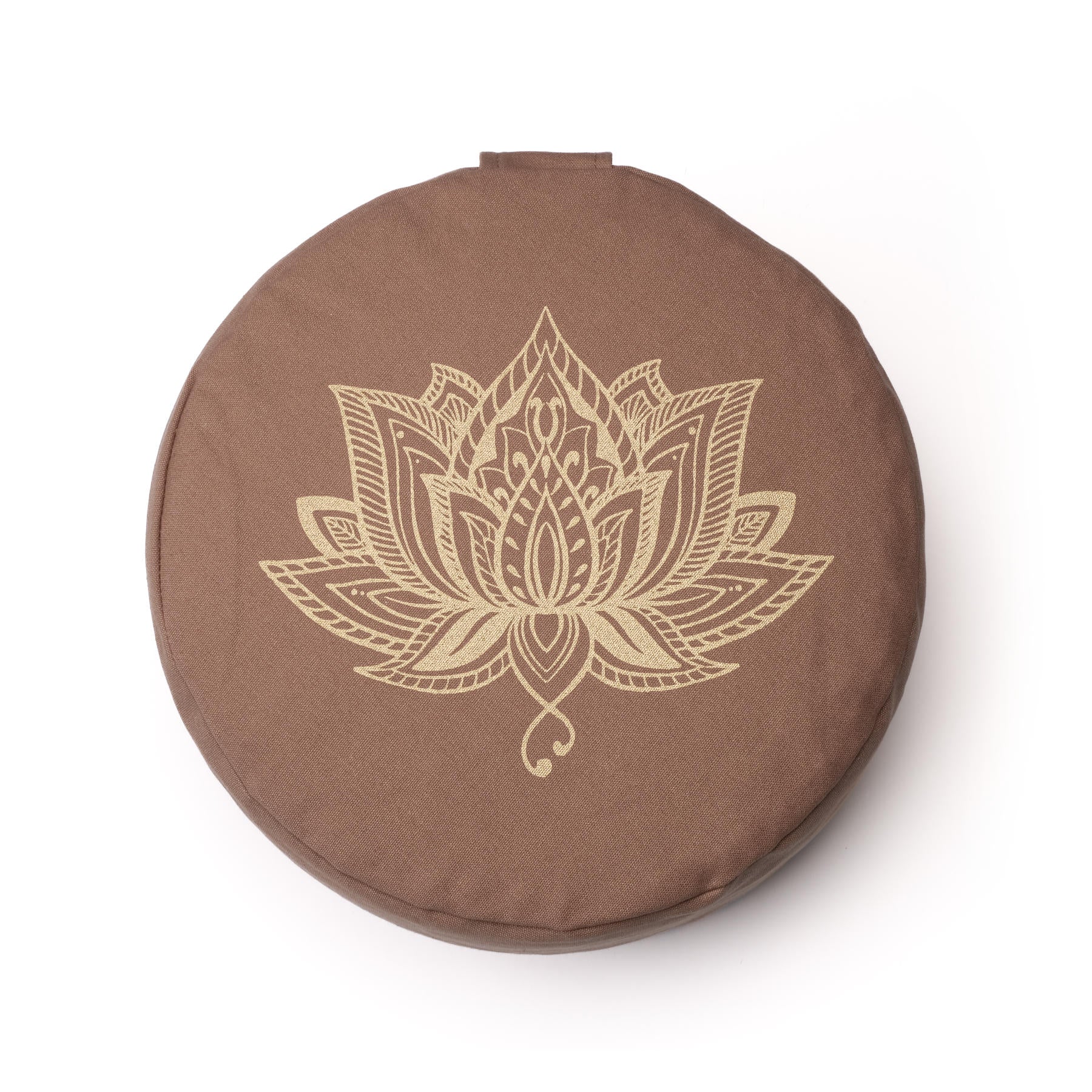 Cuscino da meditazione rotondo Lotus stampa oro marrone-terra