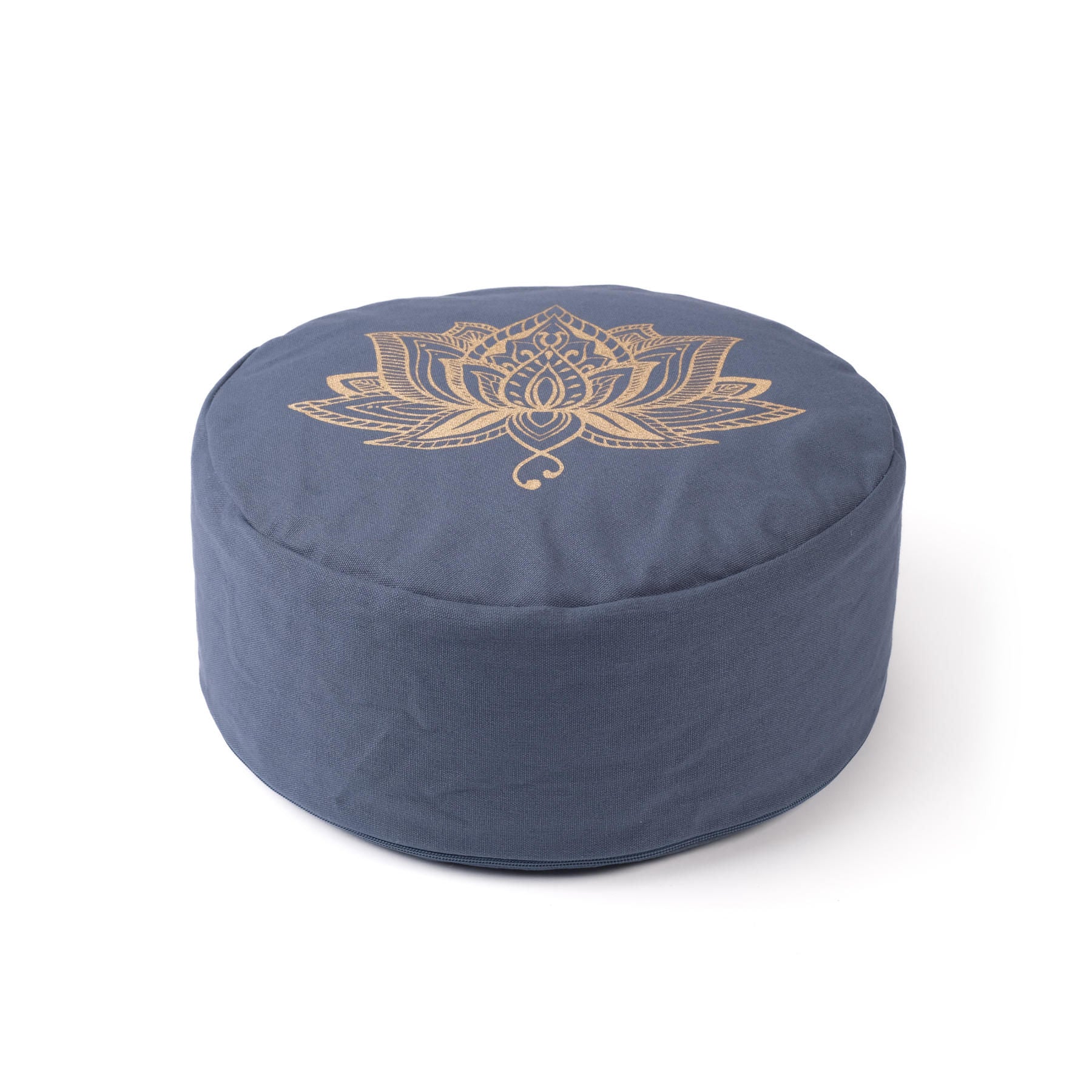 Cuscino da meditazione rotondo Lotus stampa oro blue-sky