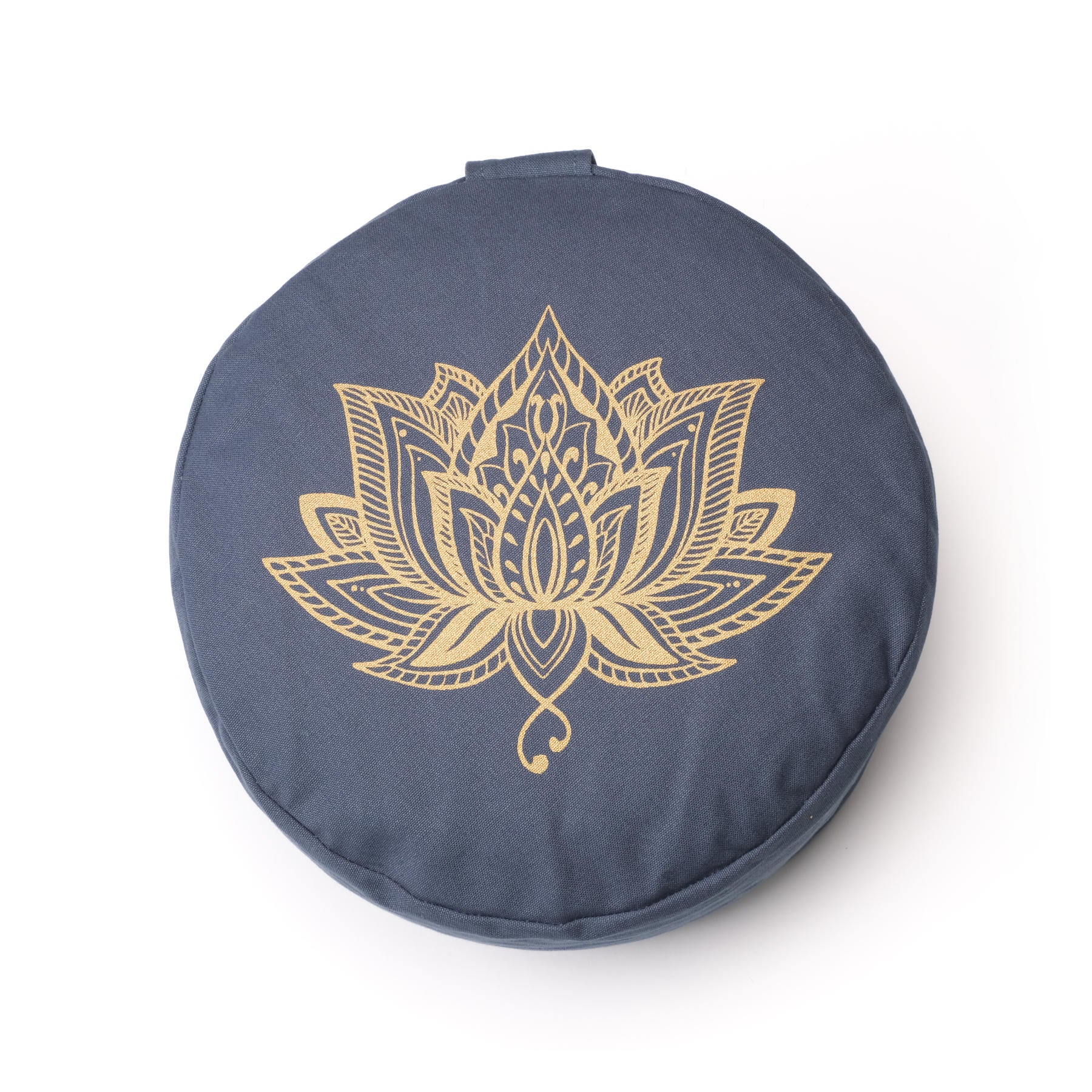Cuscino da meditazione rotondo Lotus stampa oro blue-sky