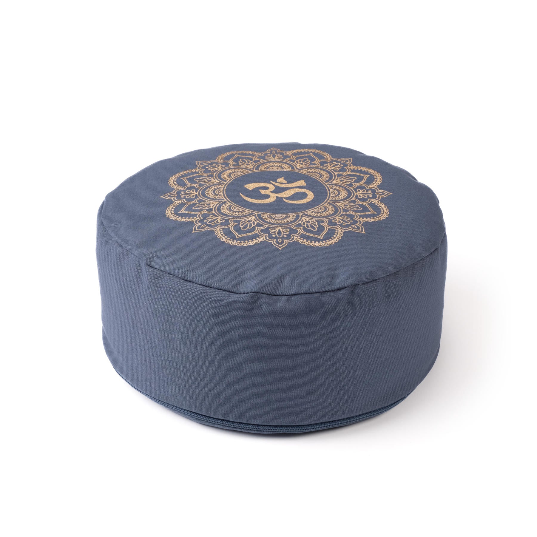Cuscino da meditazione Mandala rotondo OM oro Stampa blu-cielo