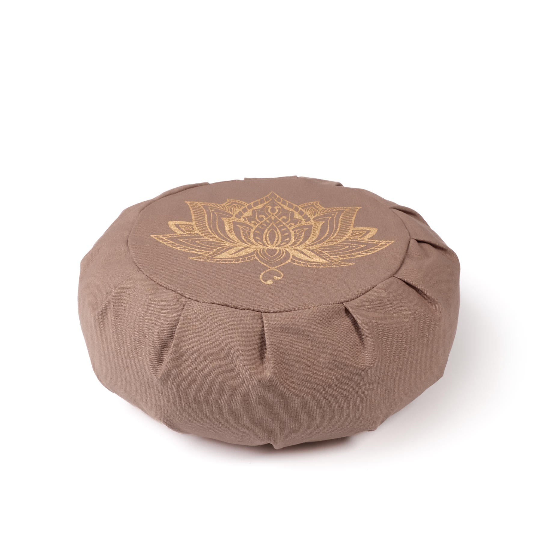 Cuscino da meditazione Zafu Lotus oro Stampa cotone sostenibile marrone-terra