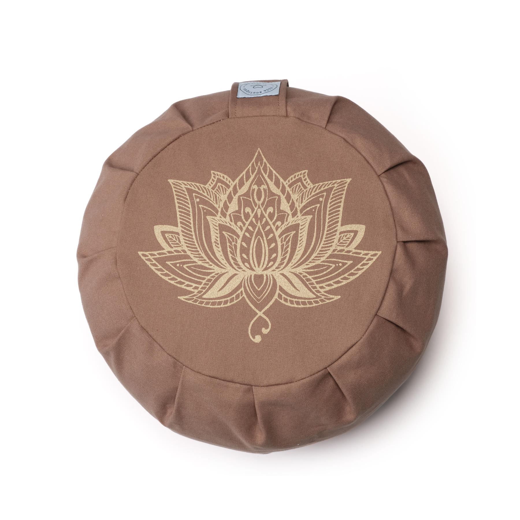 Cuscino da meditazione Zafu Lotus oro Stampa cotone sostenibile marrone-terra