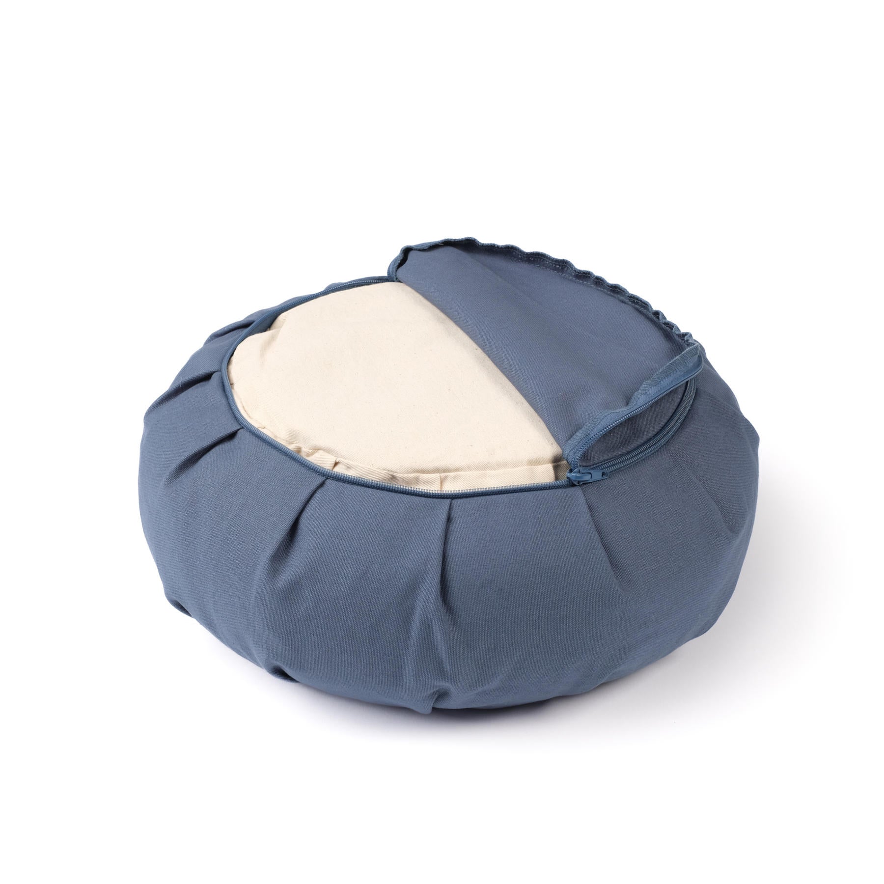 Cuscino da meditazione Zafu uni sand in cotone organico blu-cielo