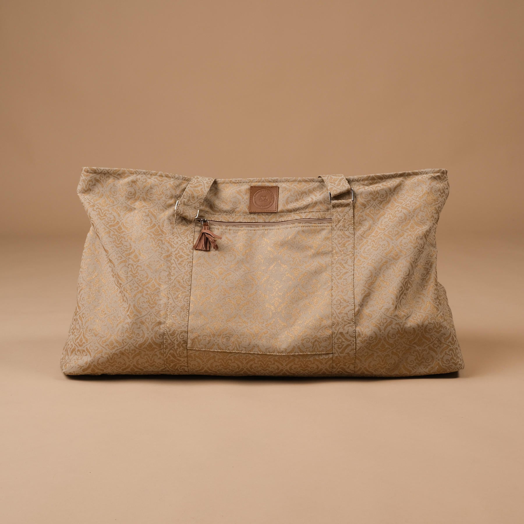 Yoga Bag Large - Borsa da viaggio in cotone con stampa a blocchi di sabbia