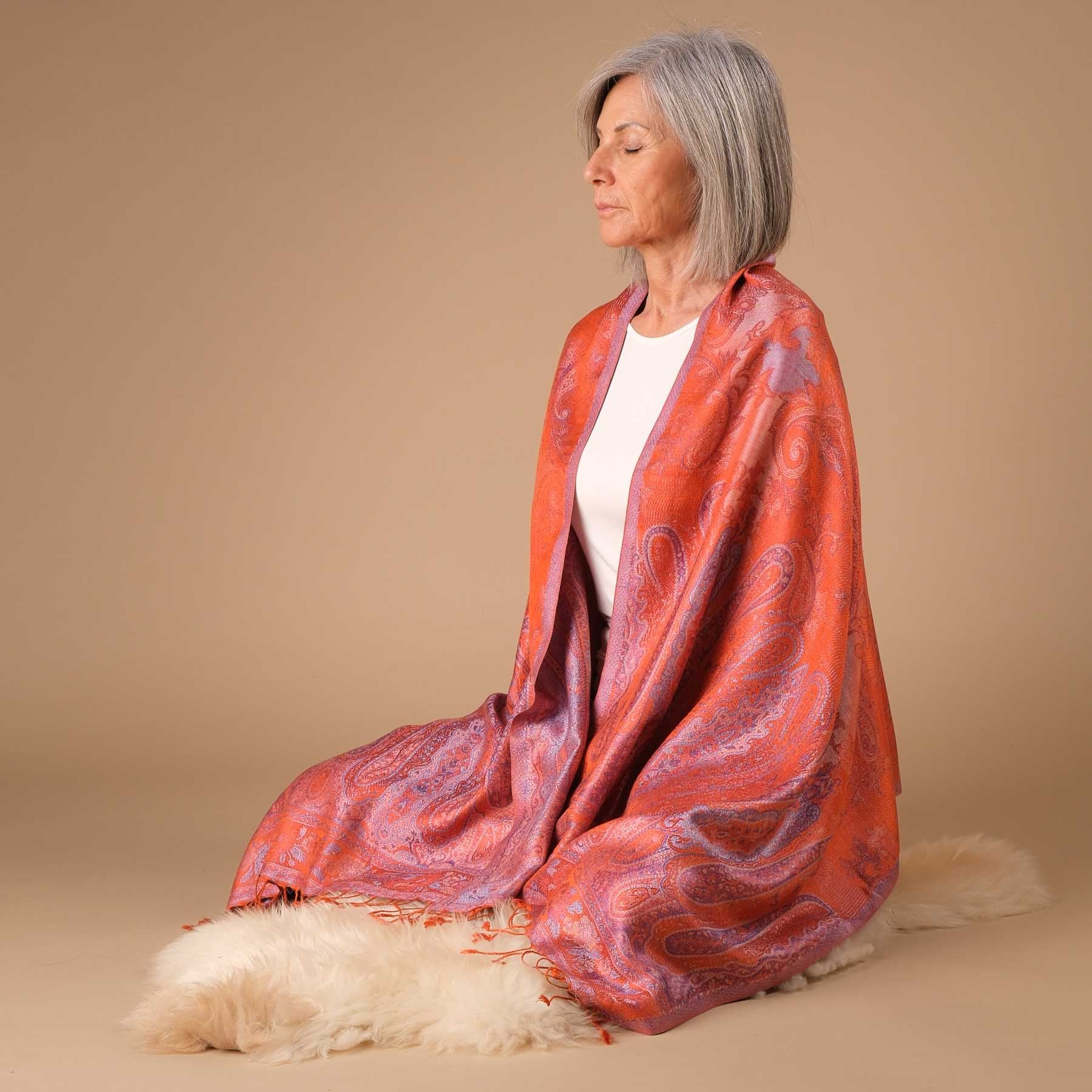 Sciarpa da meditazione in seta Fragola
