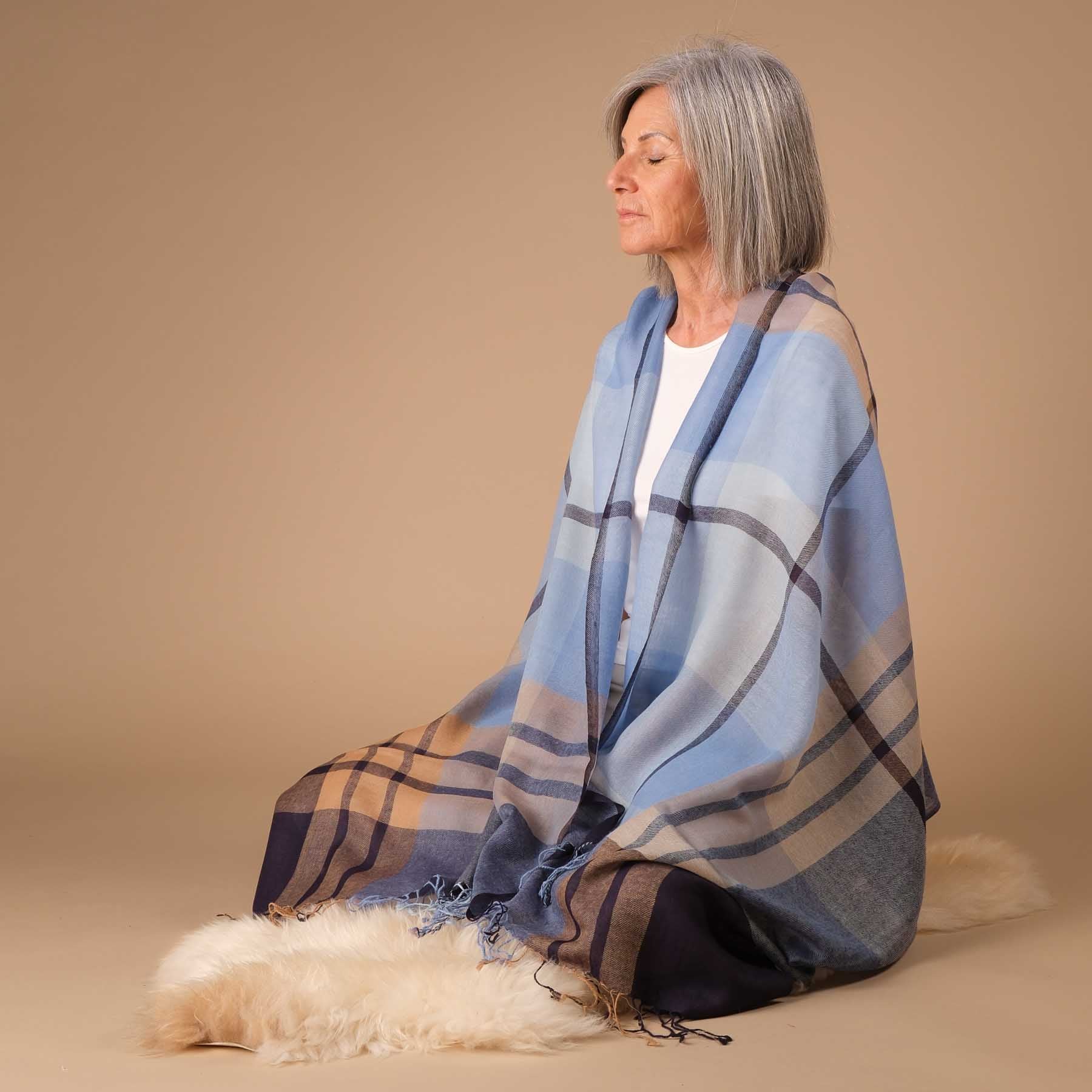 Sciarpa da meditazione in lana check