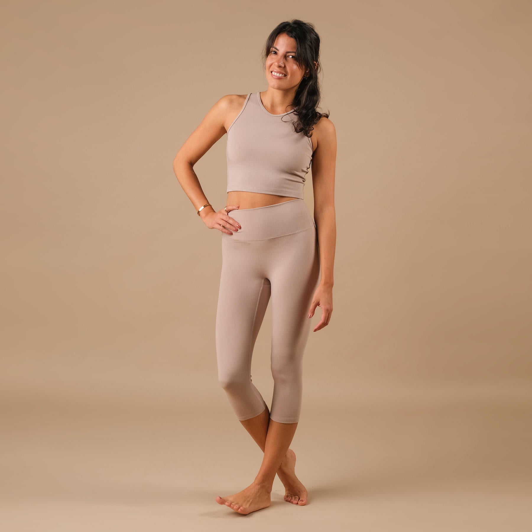 Yoga Capri Leggings Comfy mocca prodotto in Svizzera in modo sostenibile