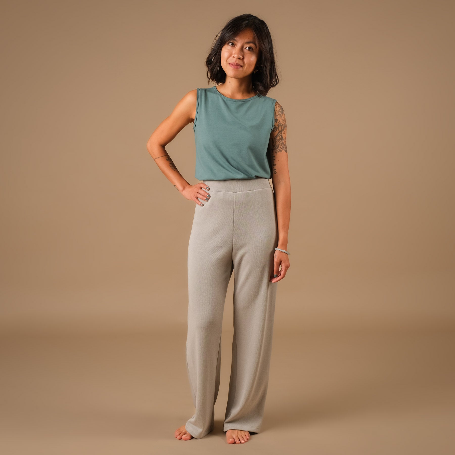 Yoga Culotte Pantaloni a gamba larga Accogliente grigio di produzione svizzera
