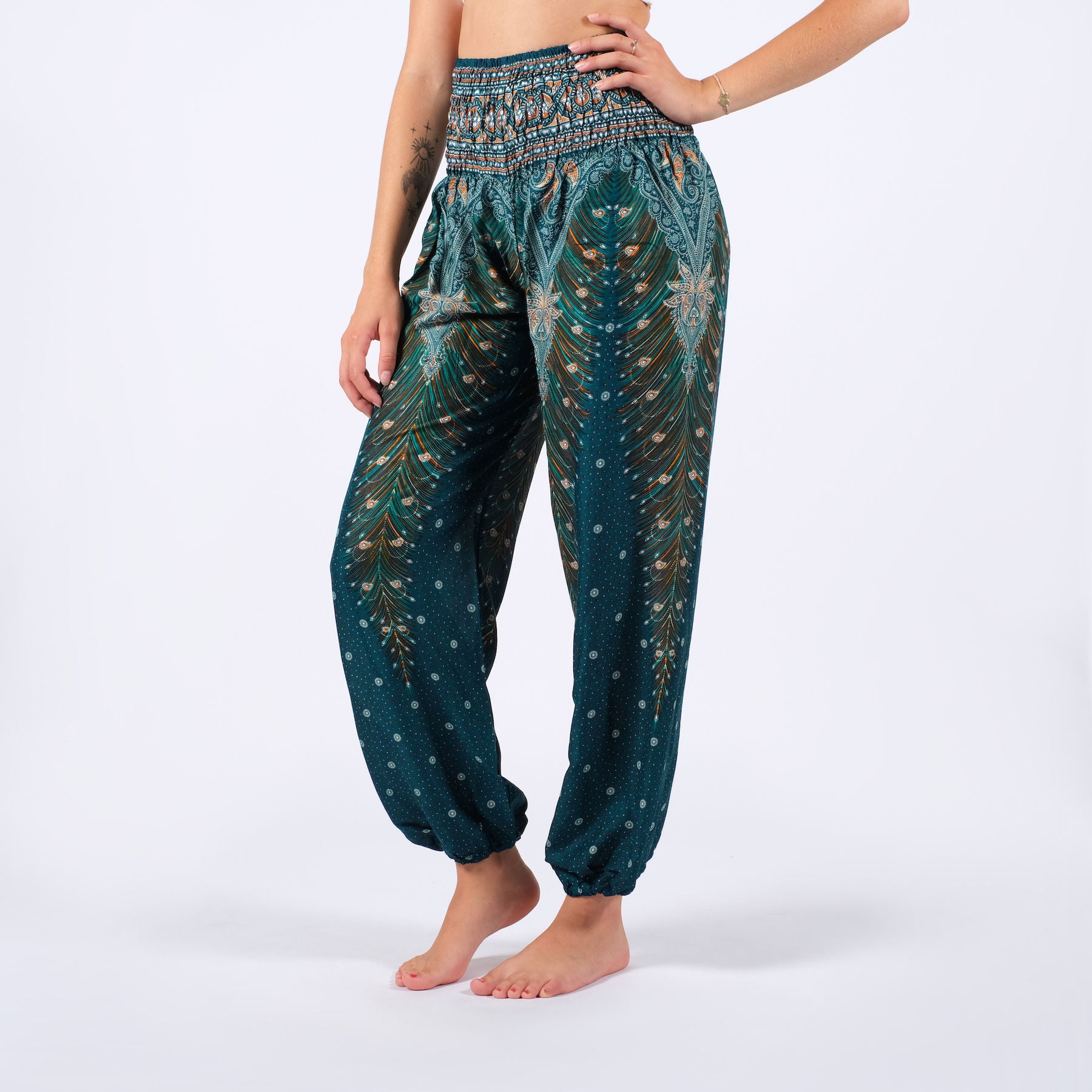 Pantaloni Yoga Harem Piuma turchese