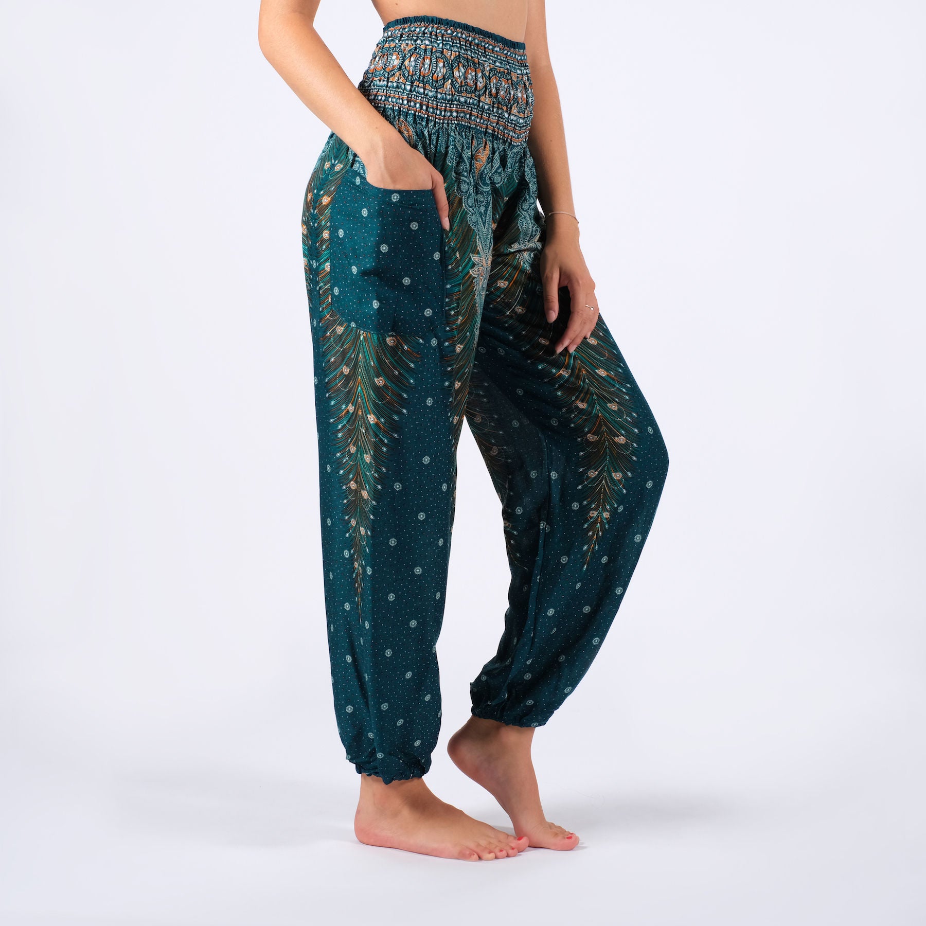 Pantaloni Yoga Harem Piuma turchese