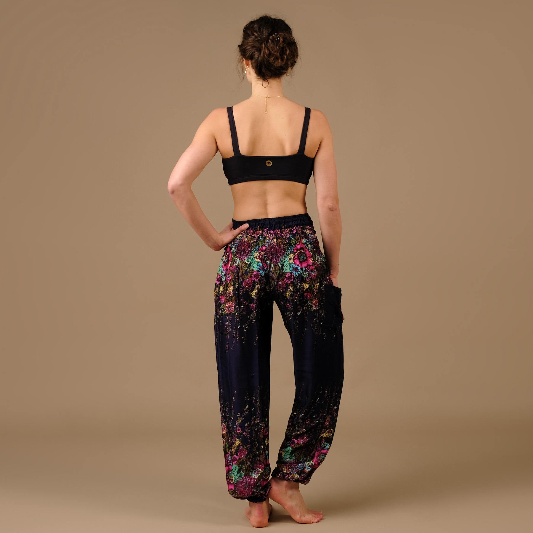 Pantaloni harem yoga Flower navy