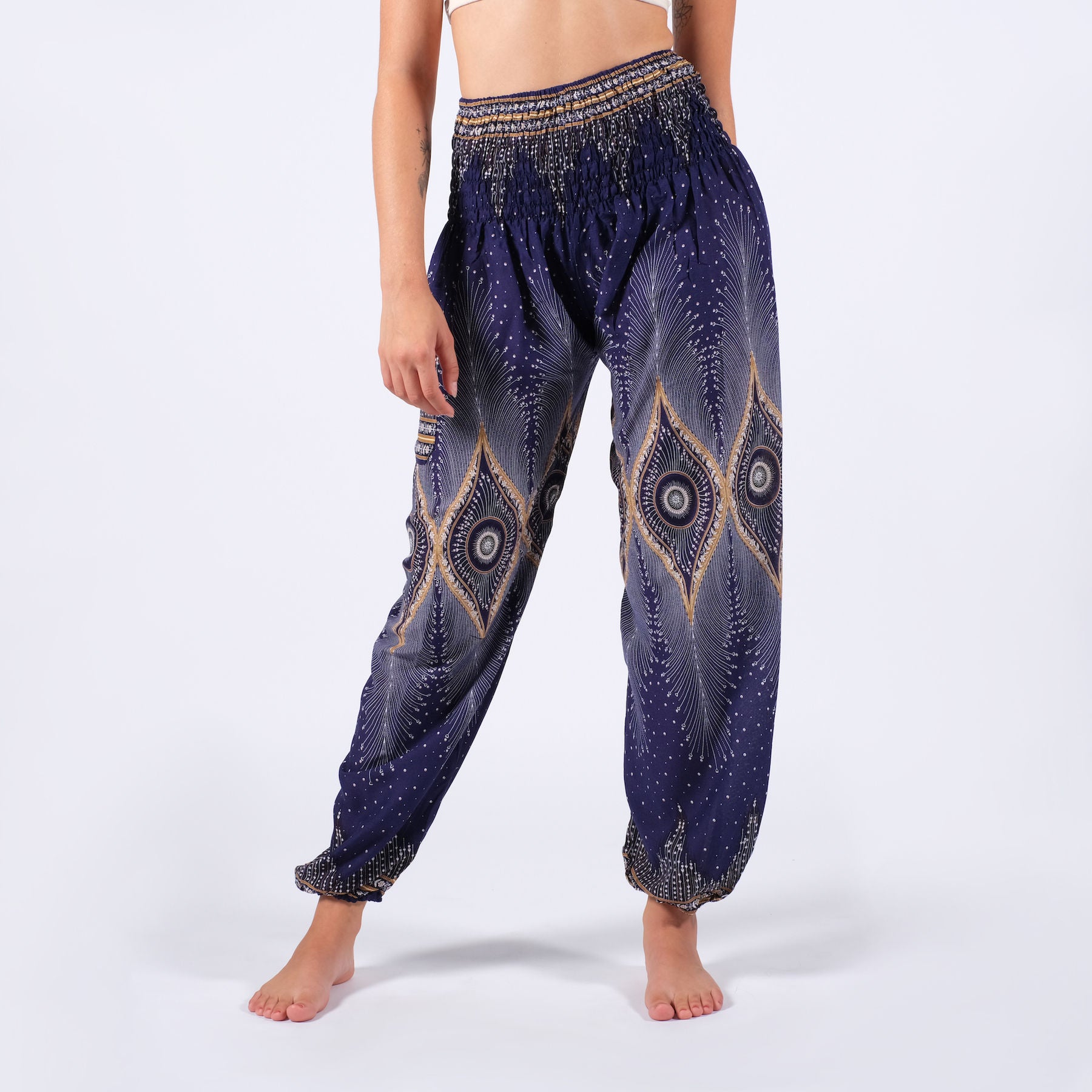 Pantaloni Harem Yoga Pantaloni Boho Orient Blu Navy