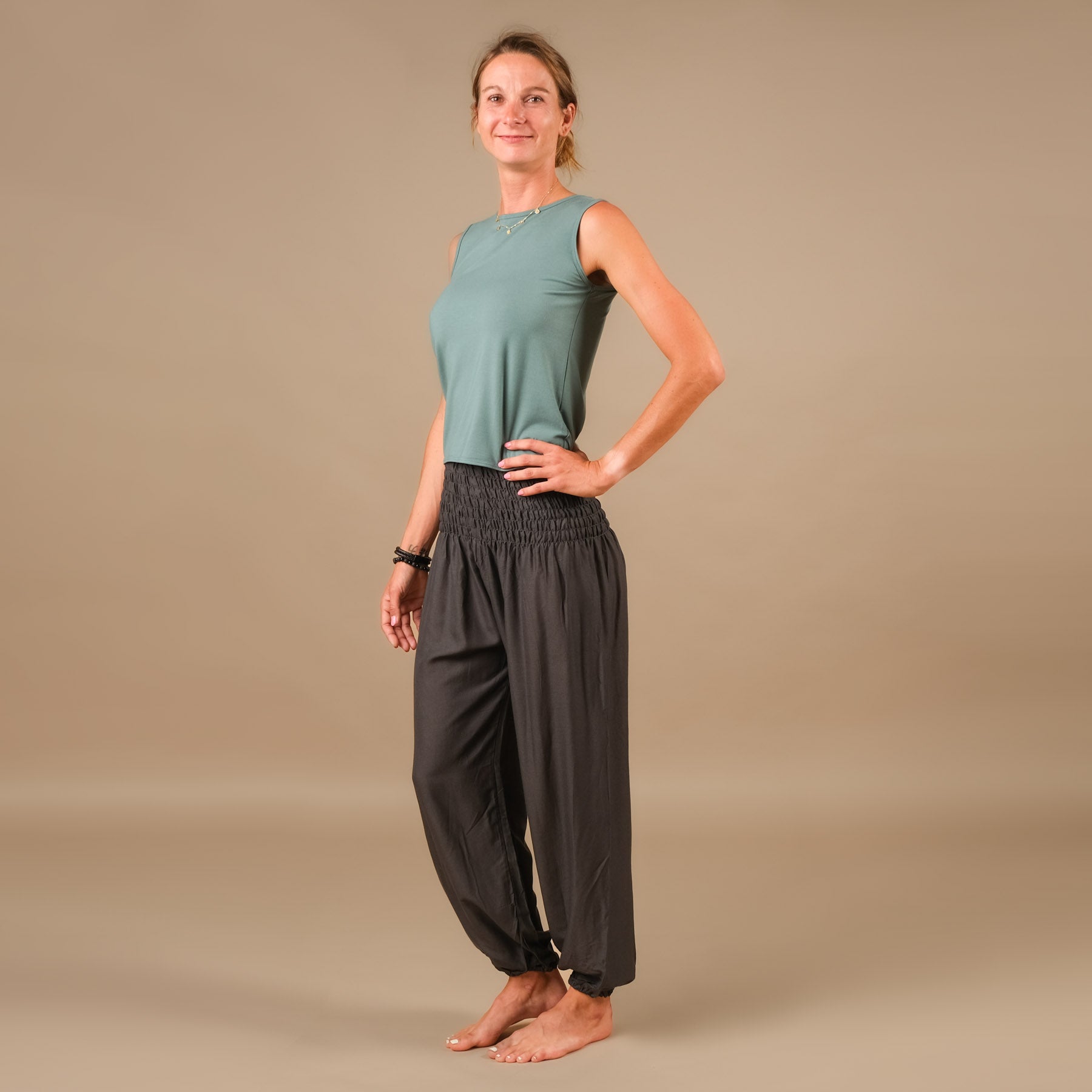 Pantaloni harem yoga uni antracite