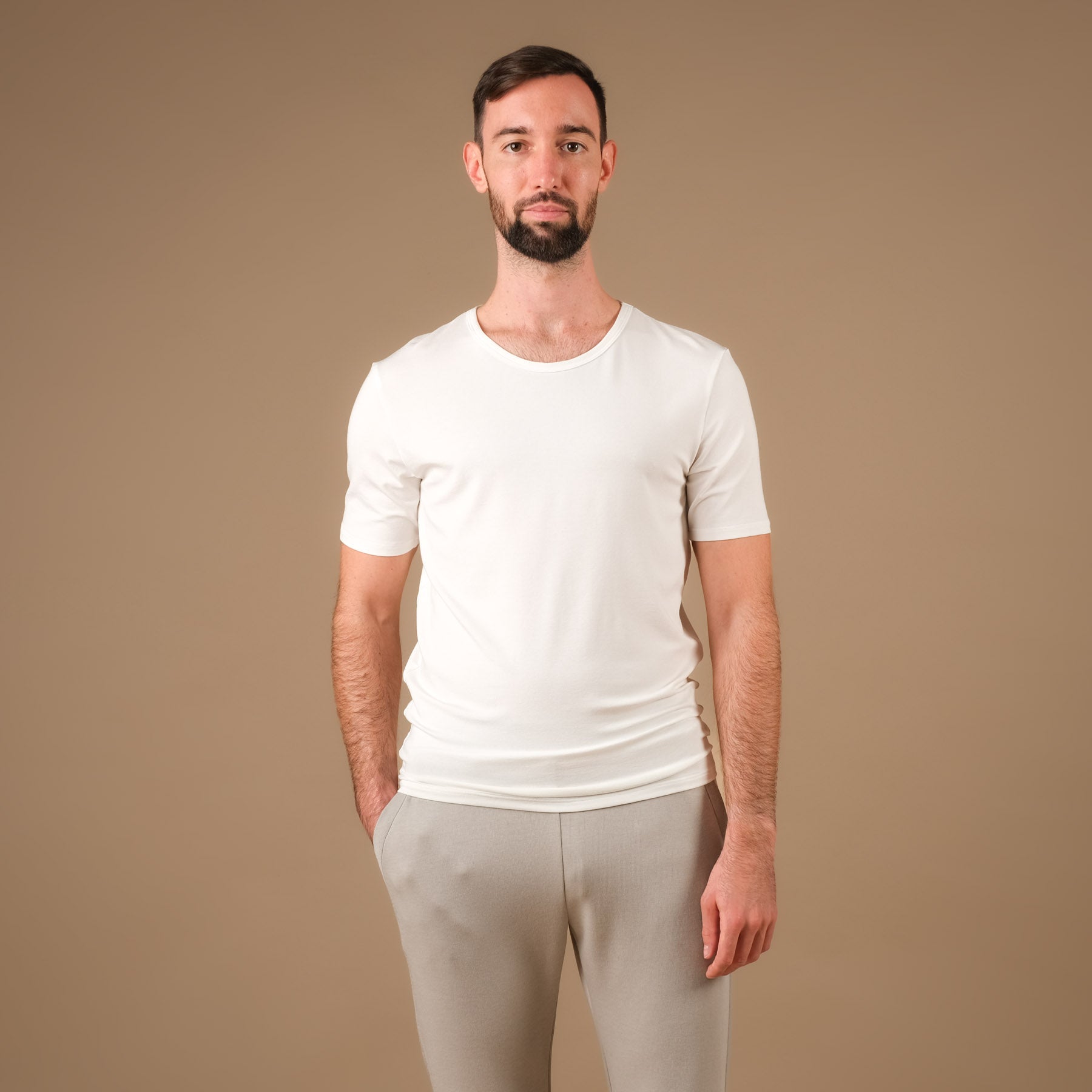 Camicia yoga da uomo Classy a maniche corte bianca