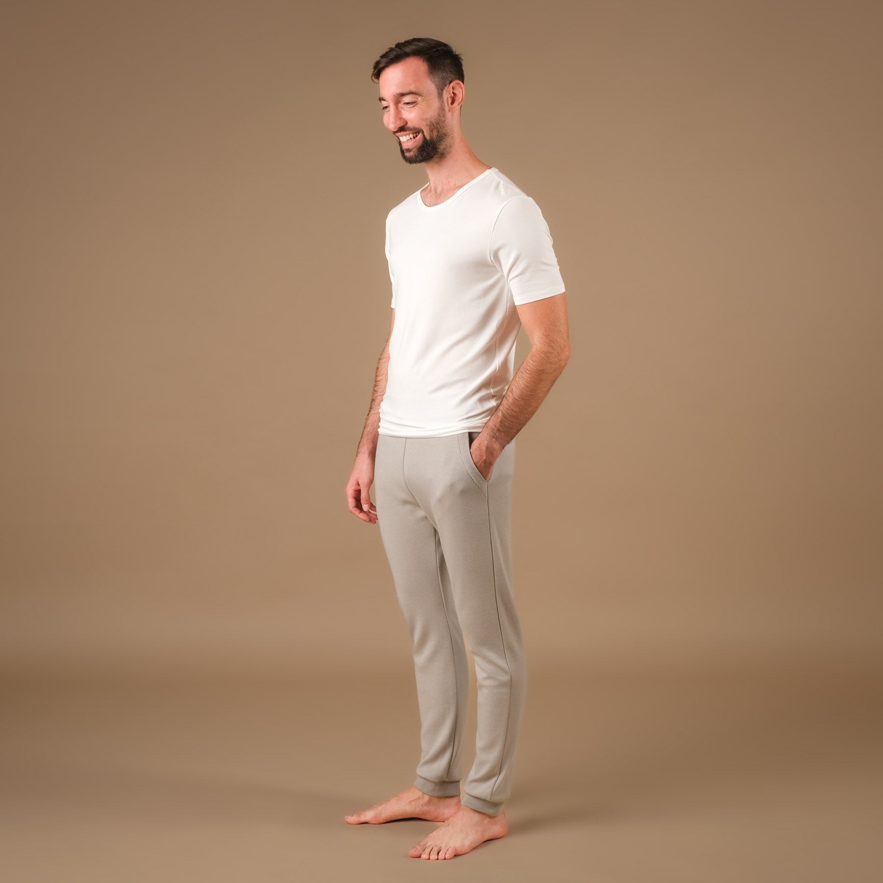 Camicia yoga da uomo Classy a maniche corte bianca