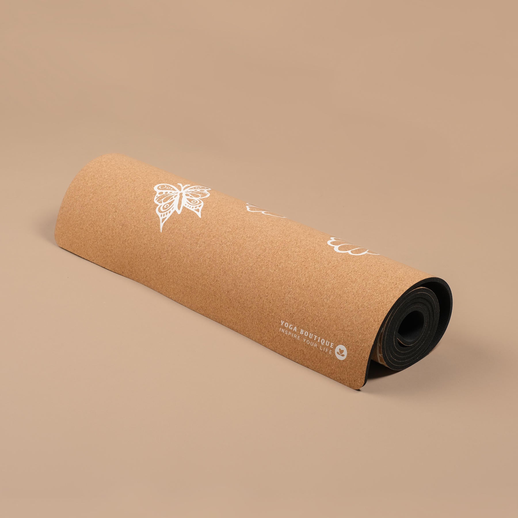 Tappetino da yoga Cork Tropical bianco senza PVC, biodegradabile