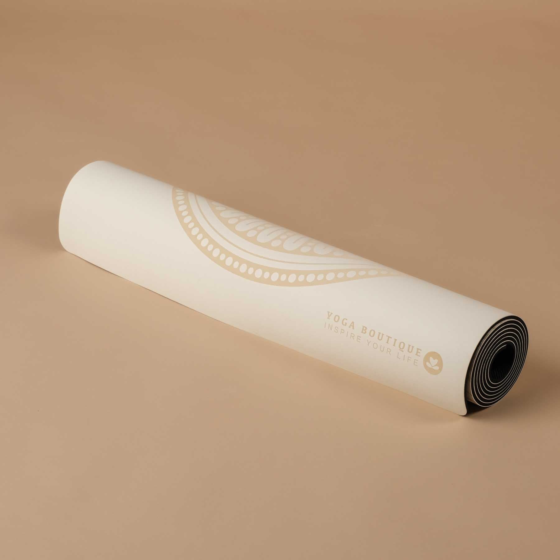 Tappetino yoga SuperGrip 2.0 Mandala molto antiscivolo bianco in gomma naturale con buona aderenza