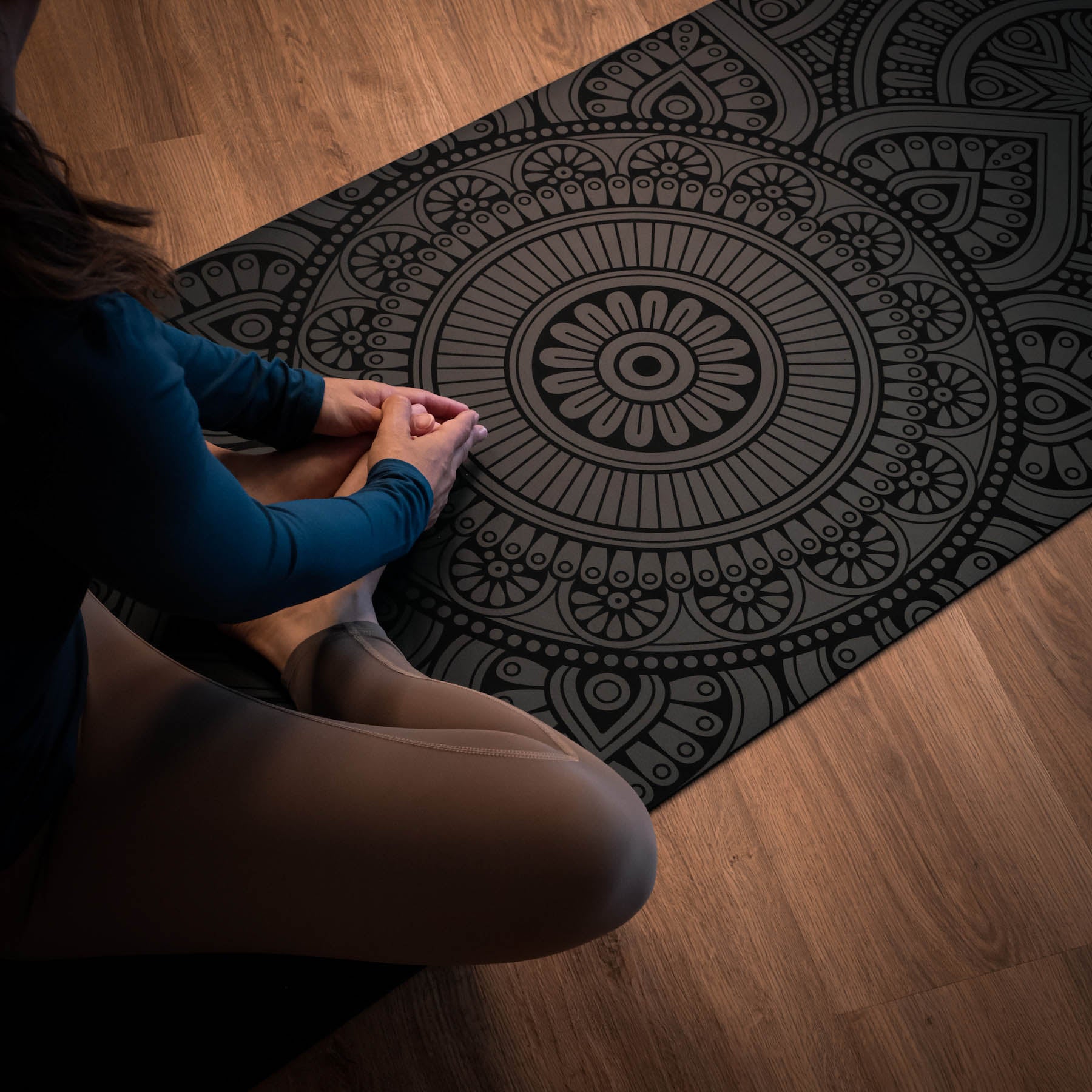 Tappetino yoga SuperGrip 2.0 Mandala molto antiscivolo nero