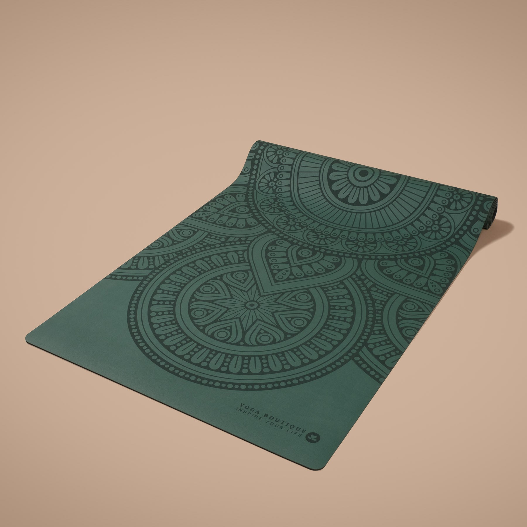 Tappetino yoga SuperGrip 2.0 Mandala molto antiscivolo verde scuro