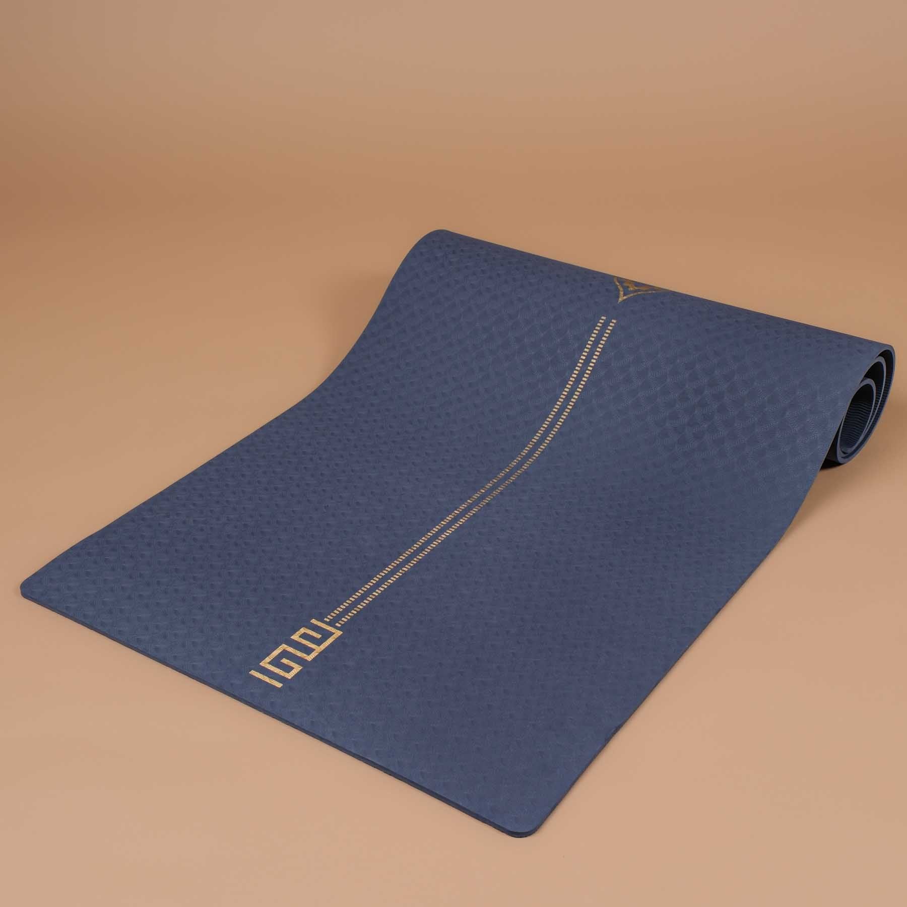 Tappetino yoga TPE stampa oro blu navy