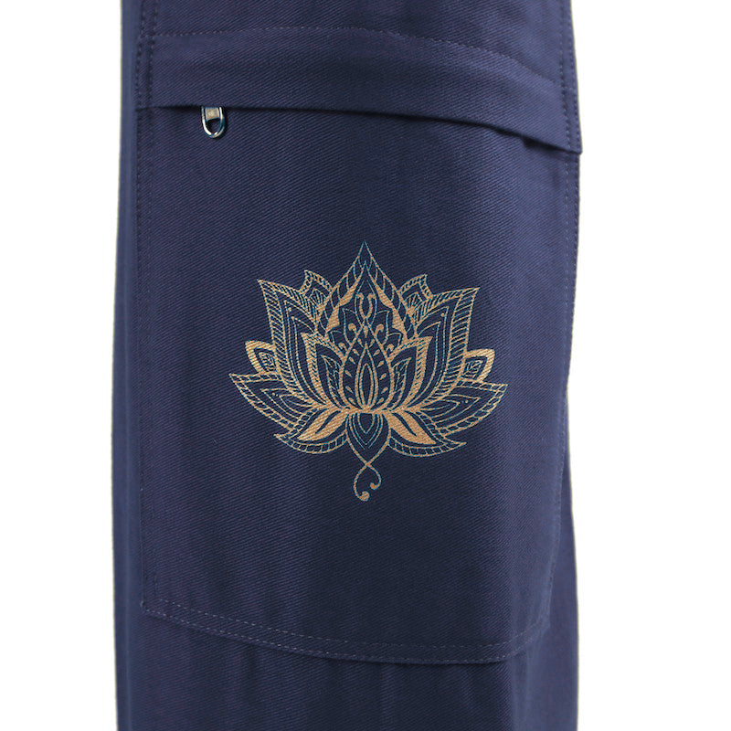 Borsa per tappetino da yoga in cotone Lotus blu navy