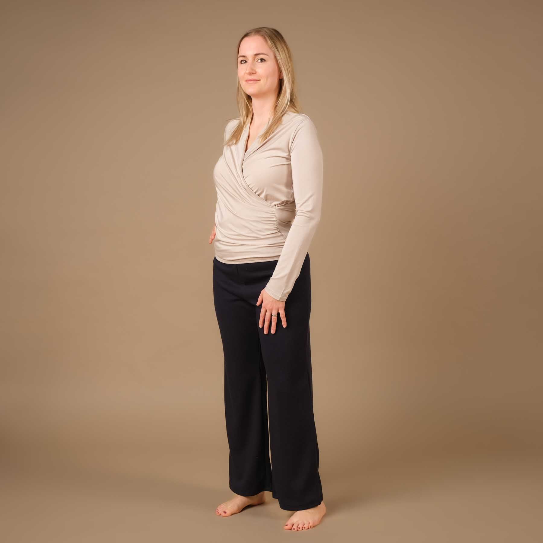Camicia da yoga a maniche lunghe sabbia